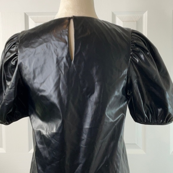English Factory - NEW Puff Sleeve Faux Leather Mini Dress Size S - Picture 6 of 15